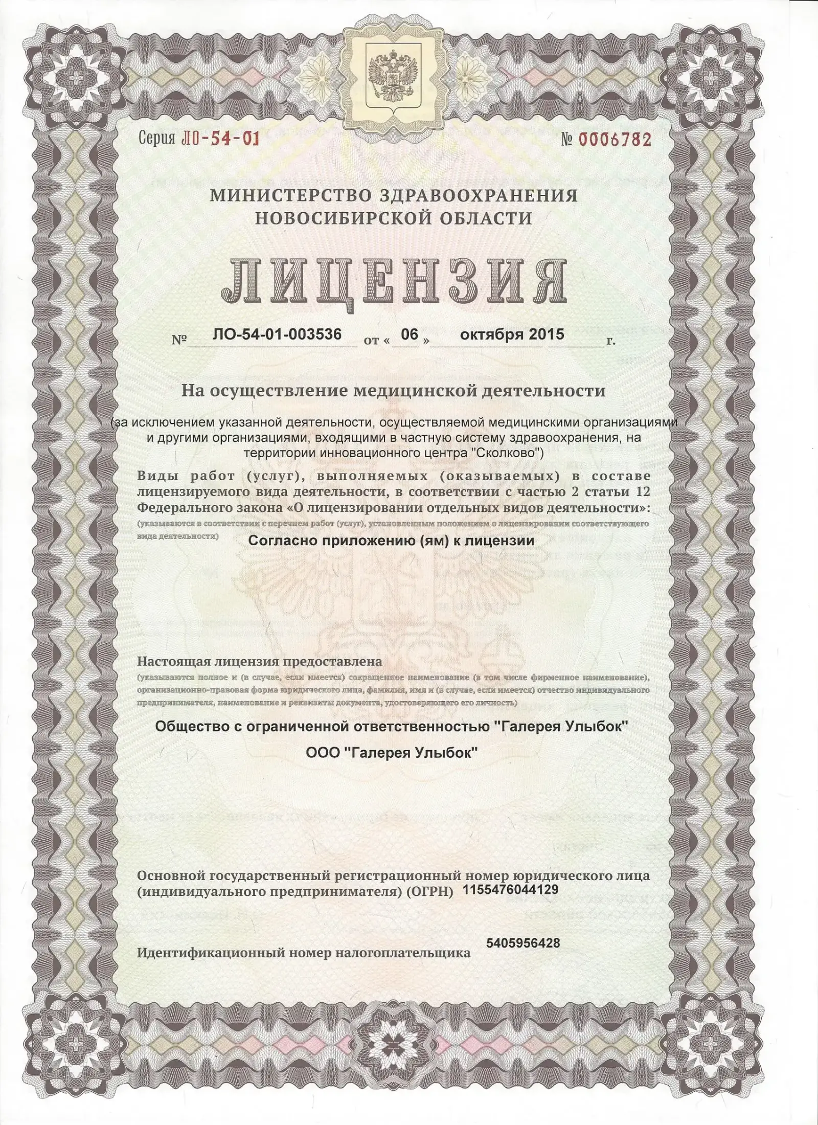 Лицензия на осуществление медицинской деятельности