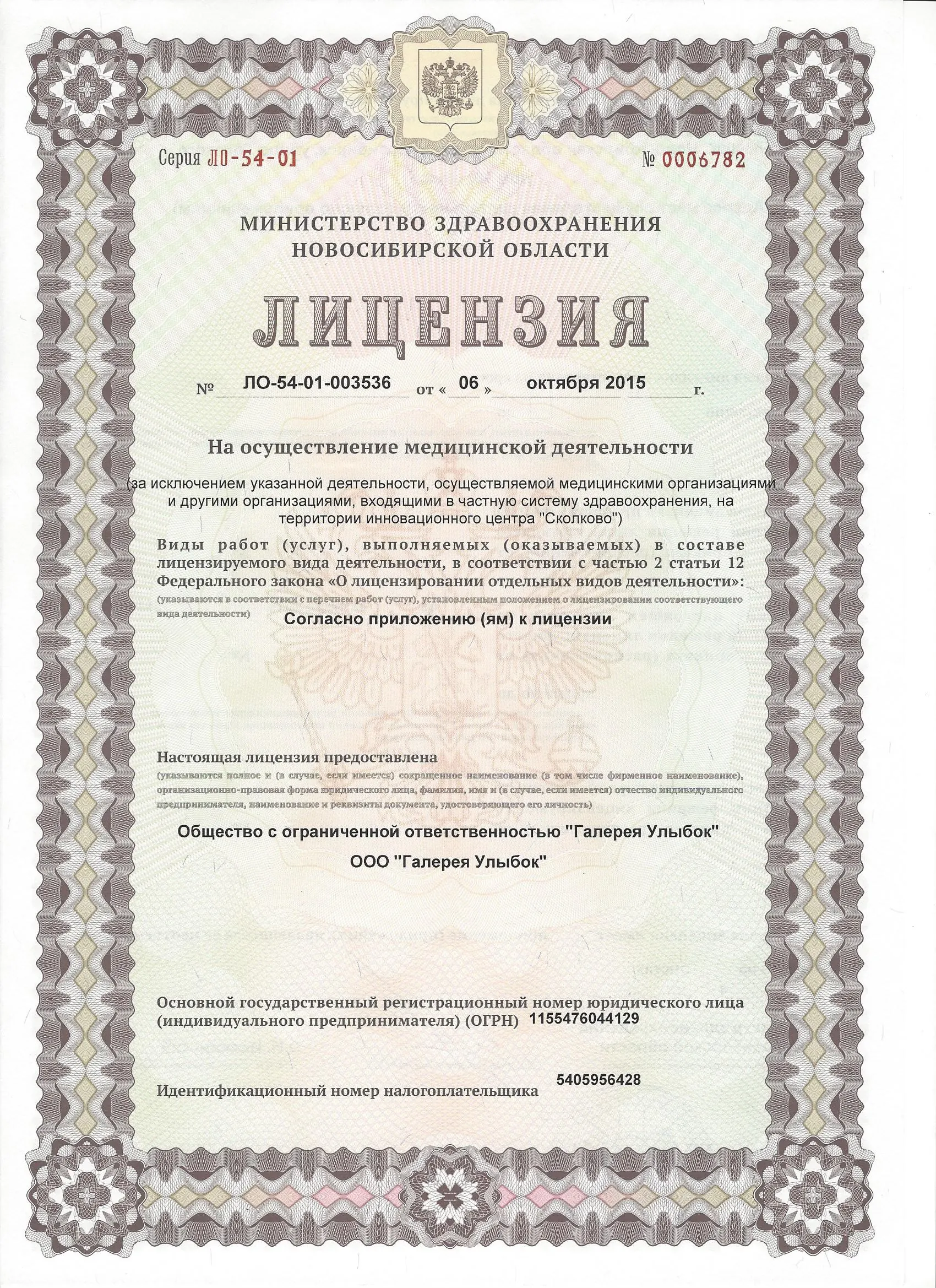Лицензия на осуществление медицинской деятельности